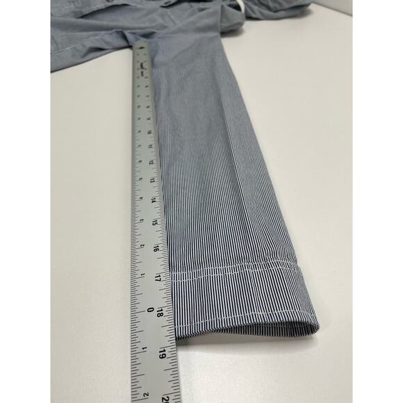 So Pinstriped Long Sleeve Snap Button Field Hooded Jacket Blue/White Women's M - Picture 9 of 9